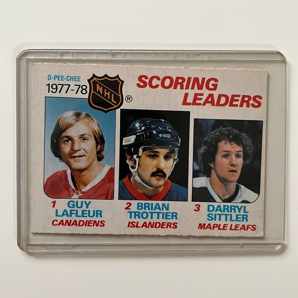 1978-79 O-Pee-Chee #65 77-78 Scoring Leaders (Guy Lafleur, Trottier, Sittler) - Picture 1 of 2